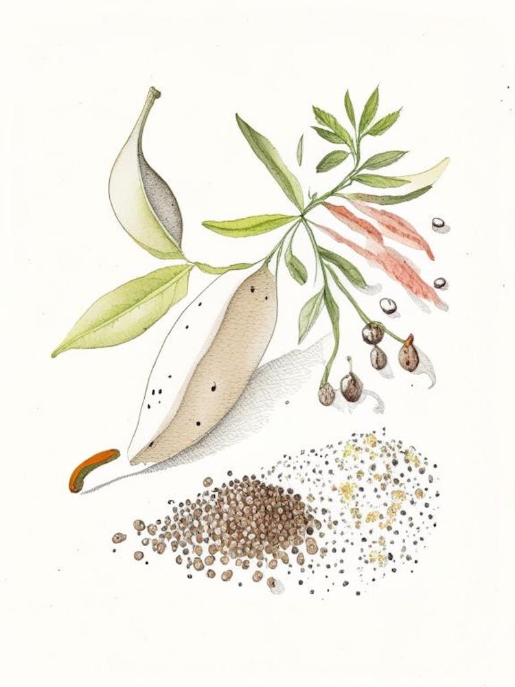 White Pepper Spices And Herbs Pencil Illustration 1