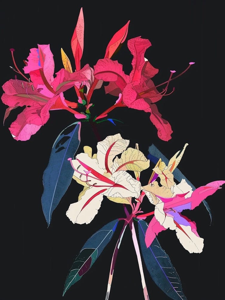 Fleurs Néon Sur Bougainvillier Noir 1