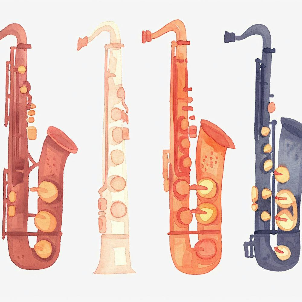 Watercolor Saxophones 3