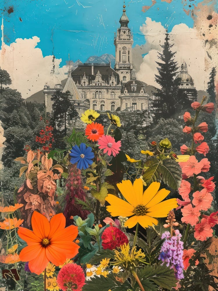 Vienna   Floral Retro Collage Style 1