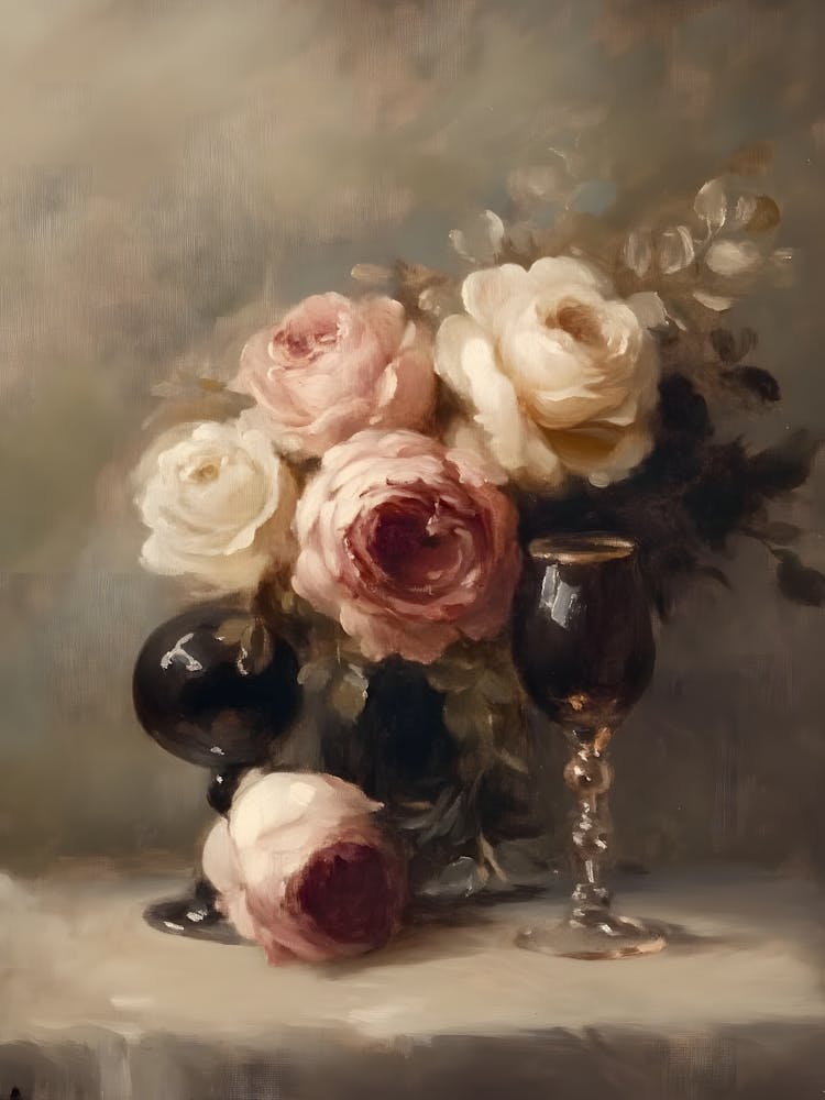 Vintage Flower Roses In A Vase 8