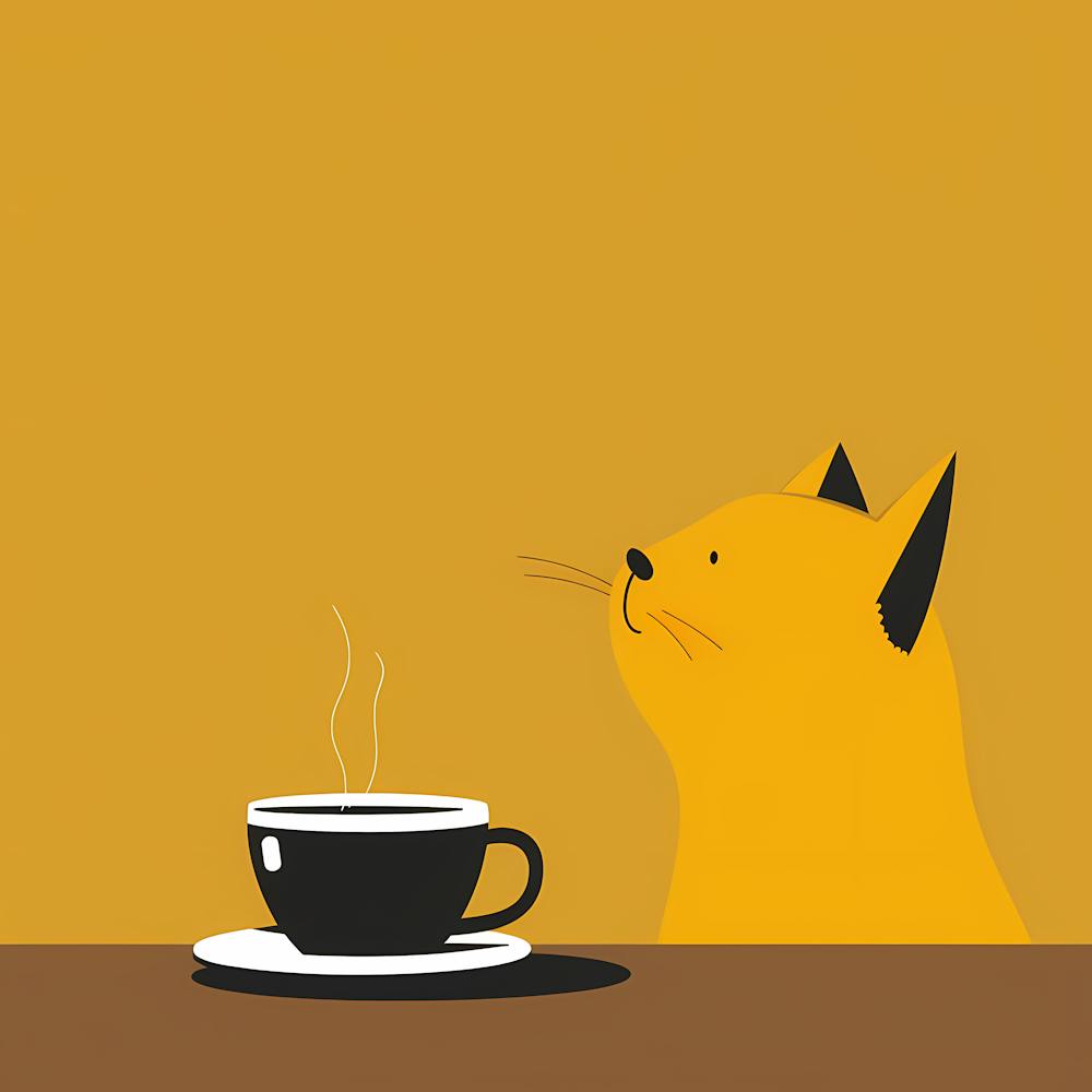 Cat Drinking Coffee