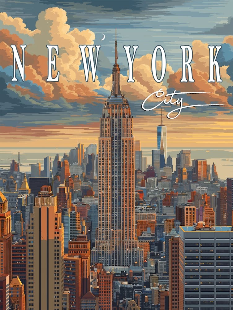 Poster Of The Empire State Building In New York Small