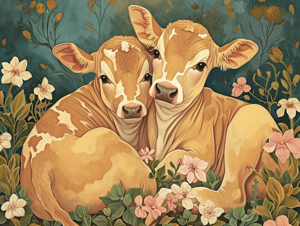 Florale Tierillustration Kuh 4