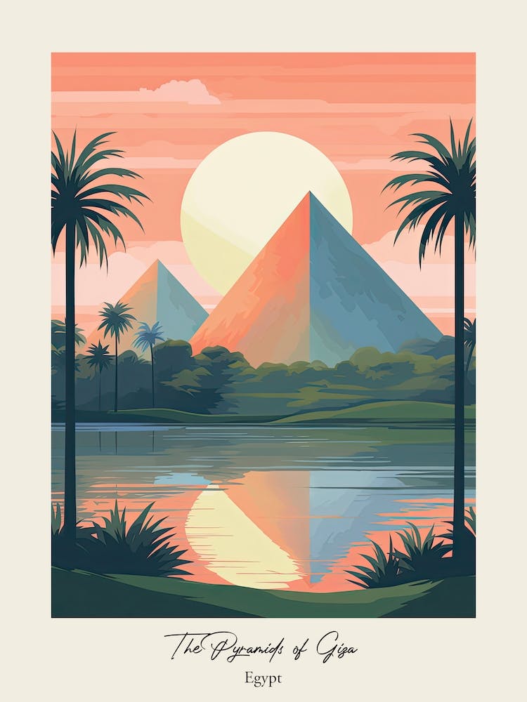 The Pyramids Of Giza   Egypt   Cute Botanical Illustration Travel 0 Poster