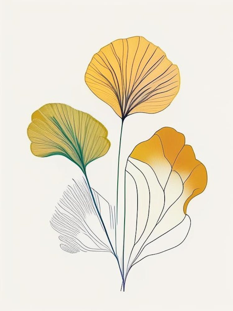 Ginkgo Spices And Herbs Minimal Line Drawing 1