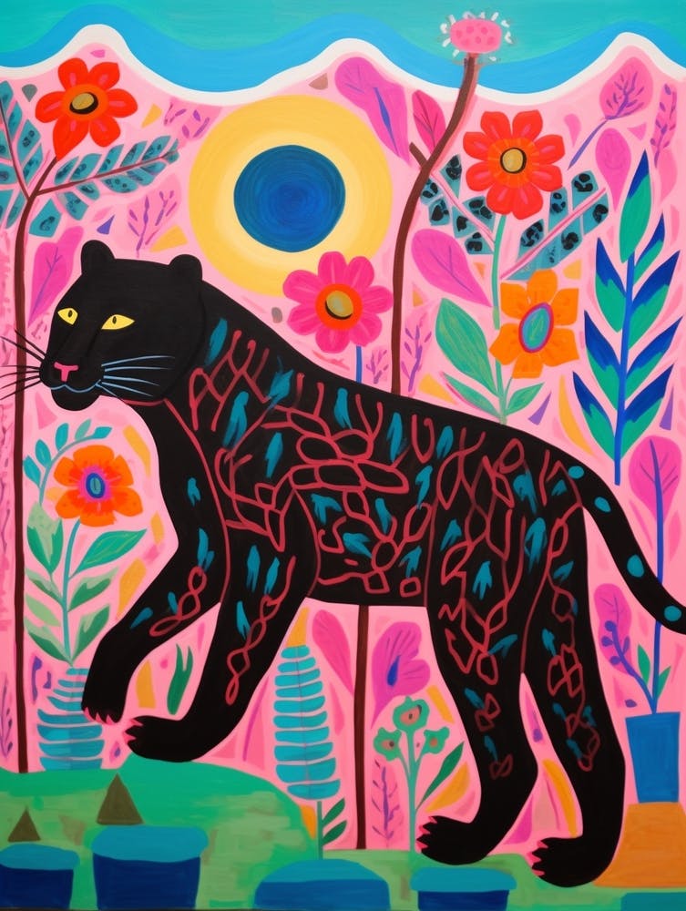 Maximalist Animal Painting Panther 1