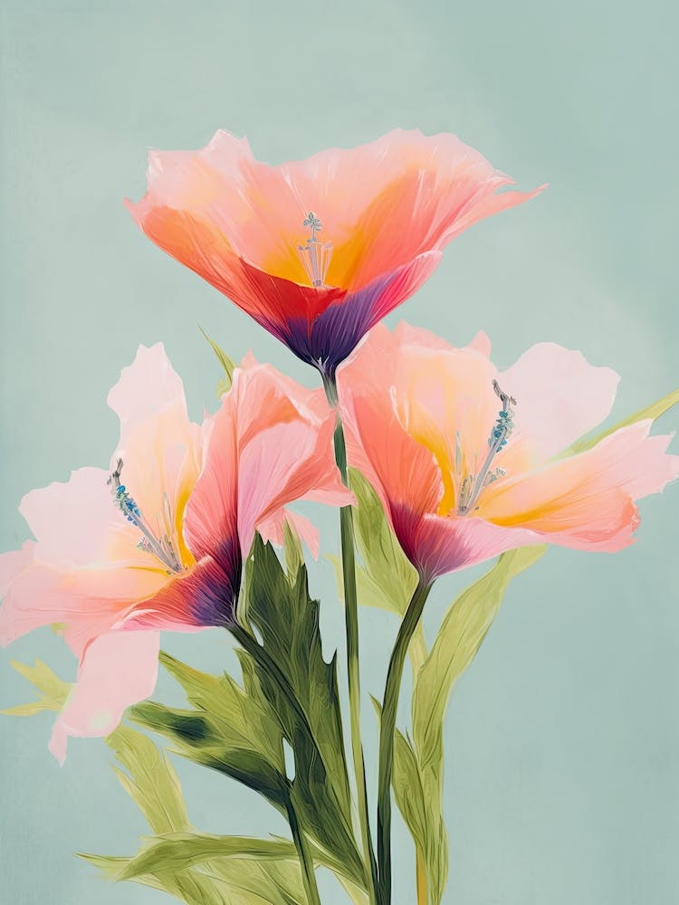 Bird Of Paradise Flowers Acrylic Pastel Colours 1