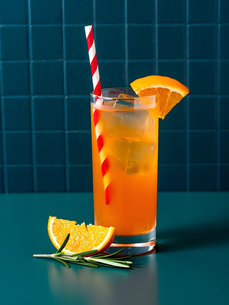 Blue Tiled Kitchen/Bar - Refreshing Orange Drink