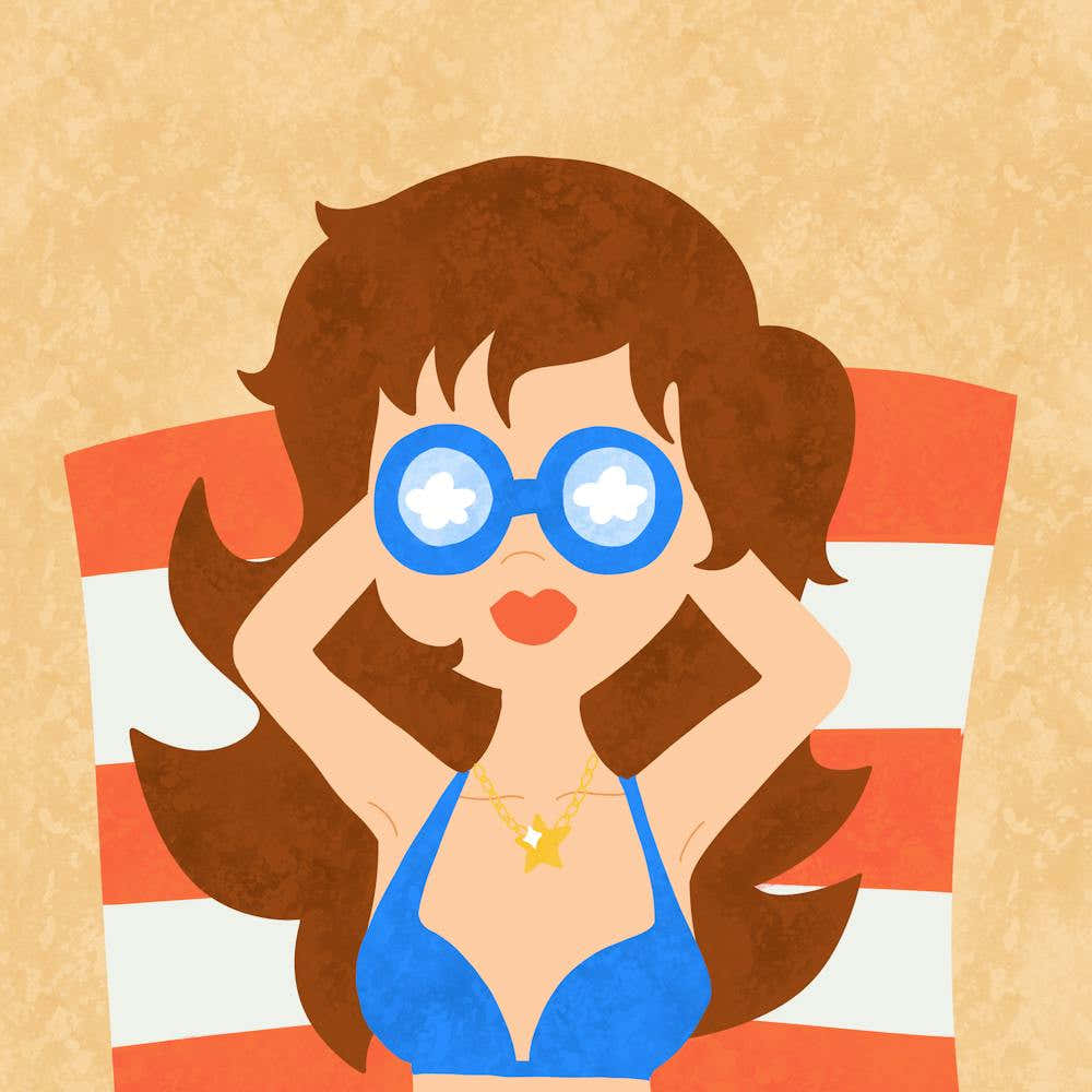 Beach Girl With Sunglasses