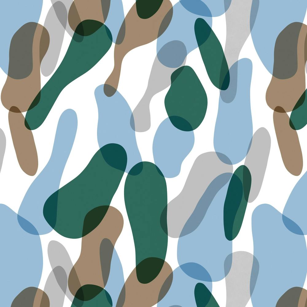 Overlapped Organic Pieces Blue Square