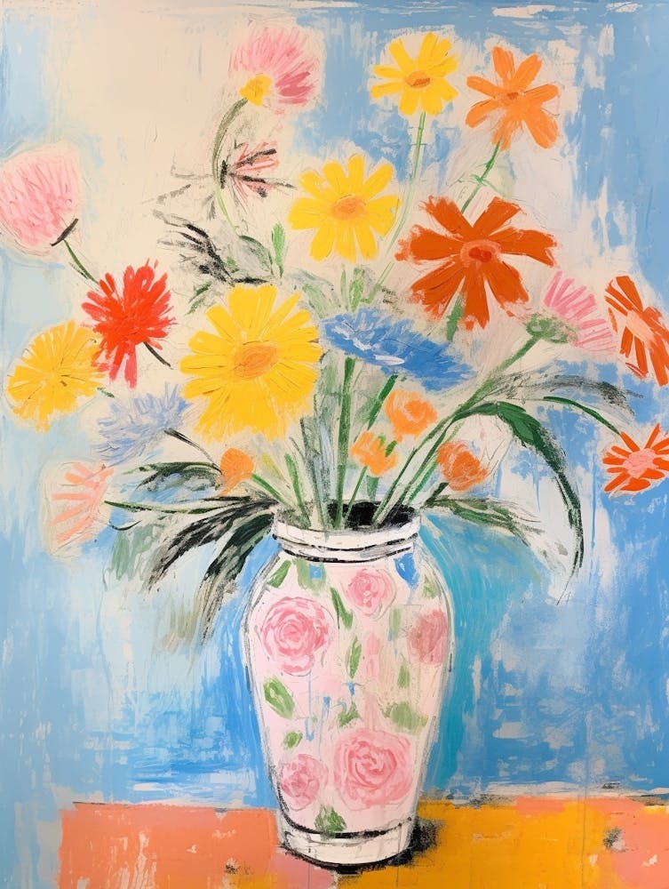 Flower Painting Fauvist Style Marigold 4