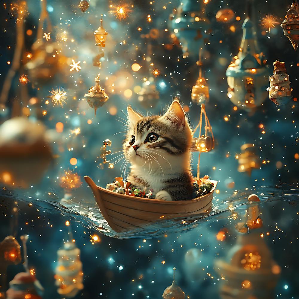 Cat Sailing Starry Sea Fantasy 2