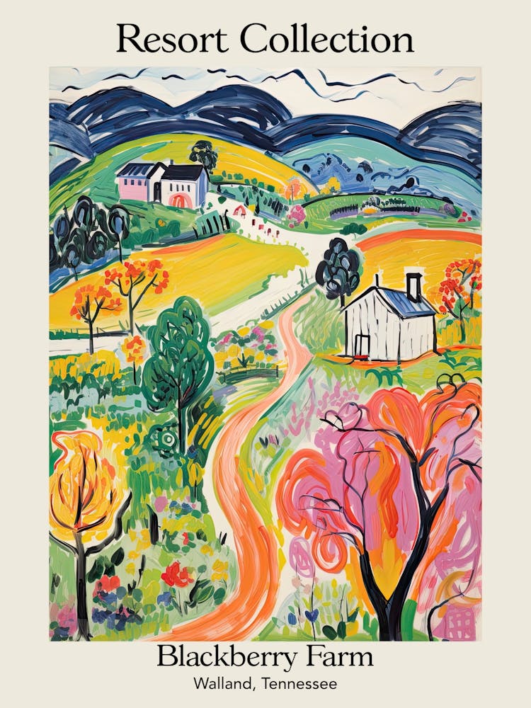 Plakat von Blackberry Farm Walland, Tennessee Resort-Kollektion Märchenillustration 2