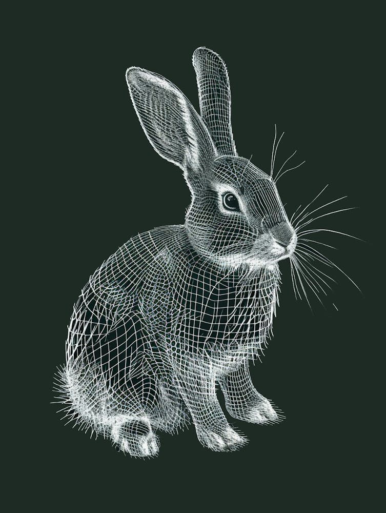 Checkered Giant Rabbit Minimalist Illustration 3