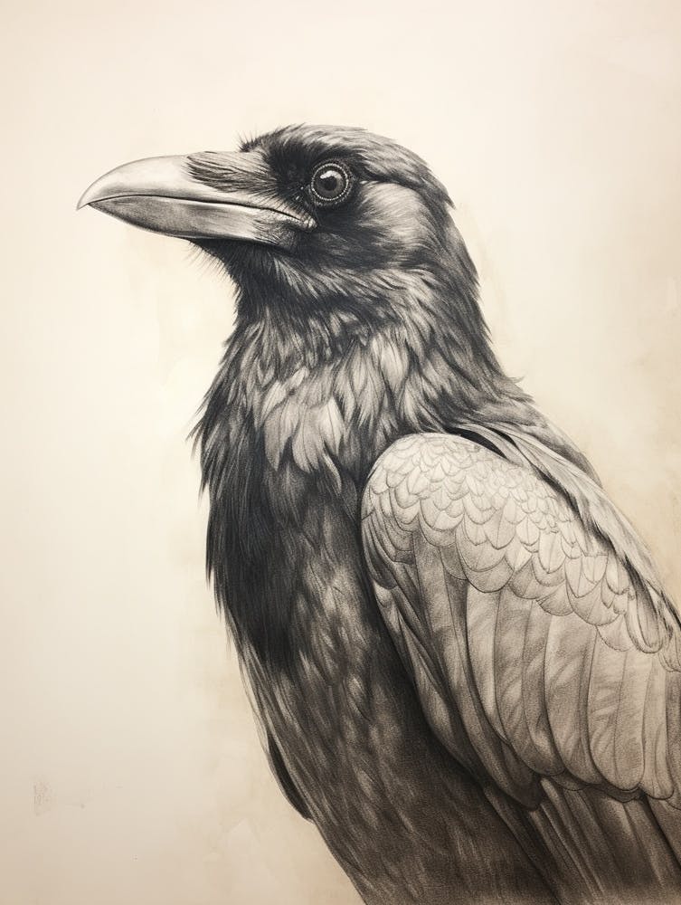 Vintage Bird Drawing Raven 1