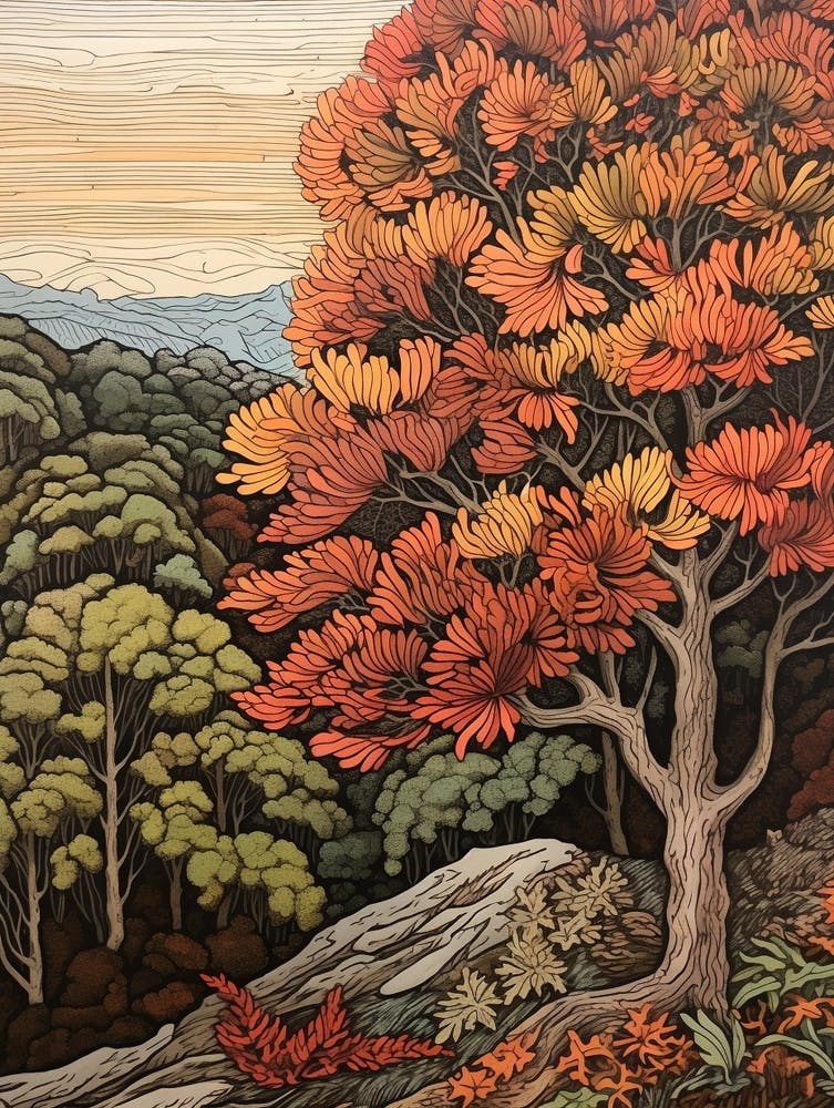 American Chestnut 1 Vintage Autumn Tree Print 