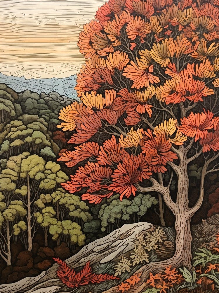 American Chestnut 1 Vintage Autumn Tree Print 