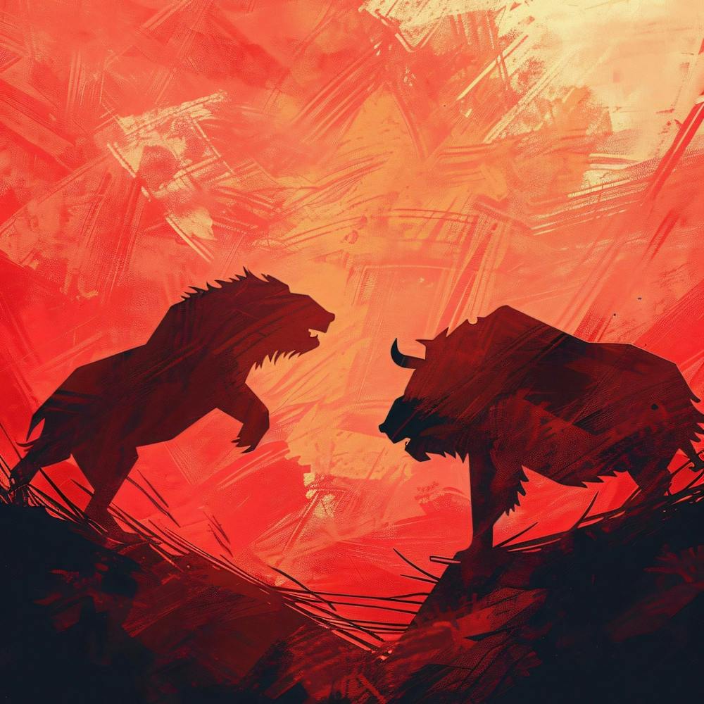 Two Bisons Fighting