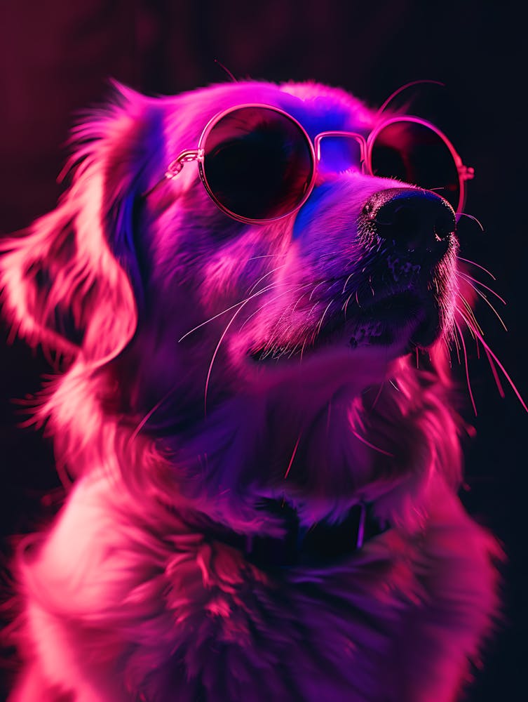 Beautiful Dog Under Neon Lights 4