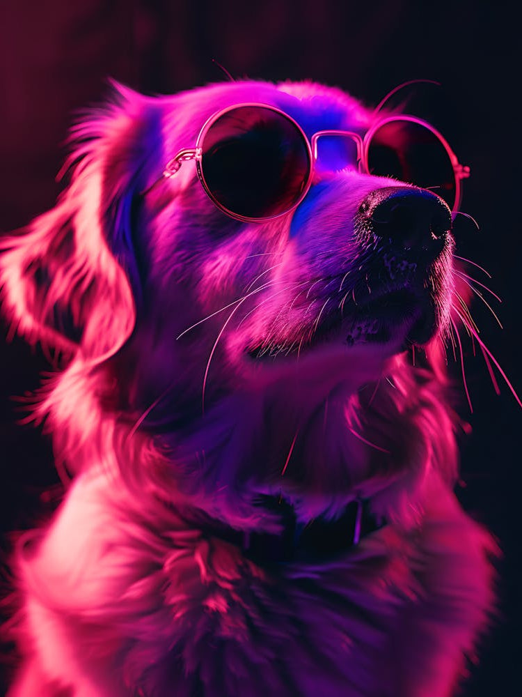 Beautiful Dog Under Neon Lights 4