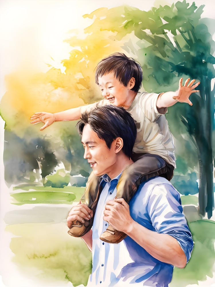 Vater und Sohn im Park