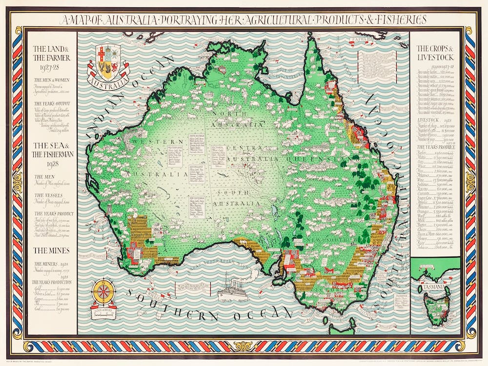 Poster A Map Of Australia (1930), By Macdonald Gil