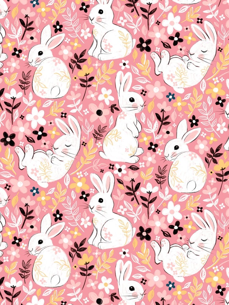 Marshmallow Easter Bunnies On Pink