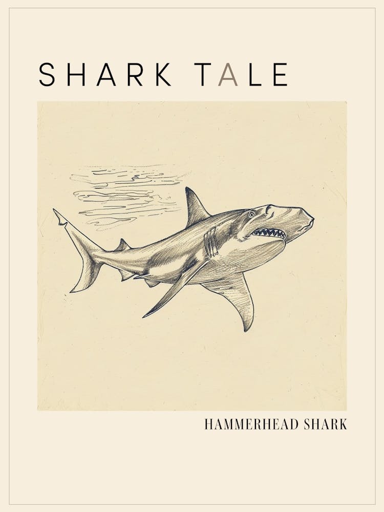 Vintage Hammerhead Shark Illustration 1 Poster