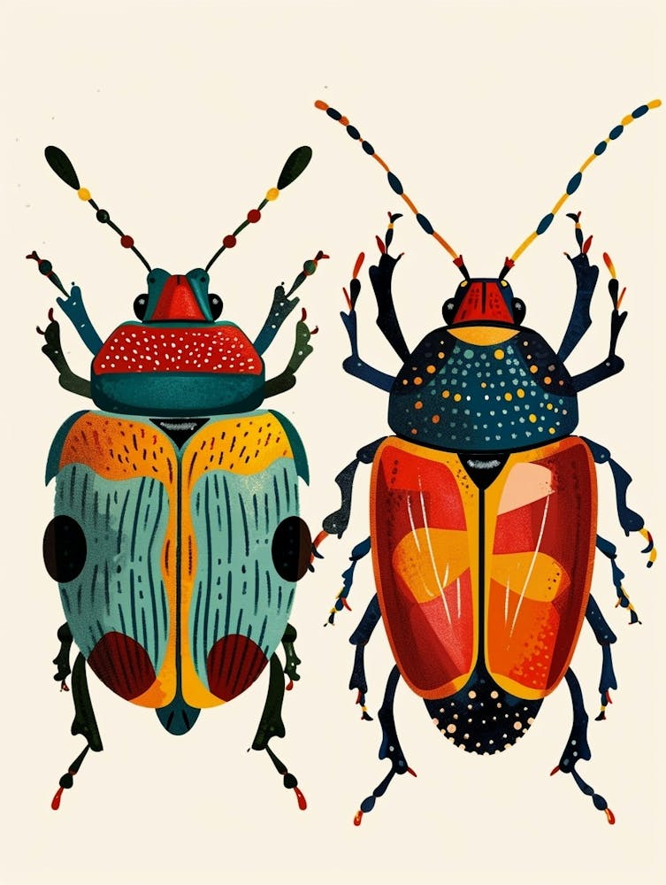 Farbenfrohe Insekten-Illustration Erdfloh 6