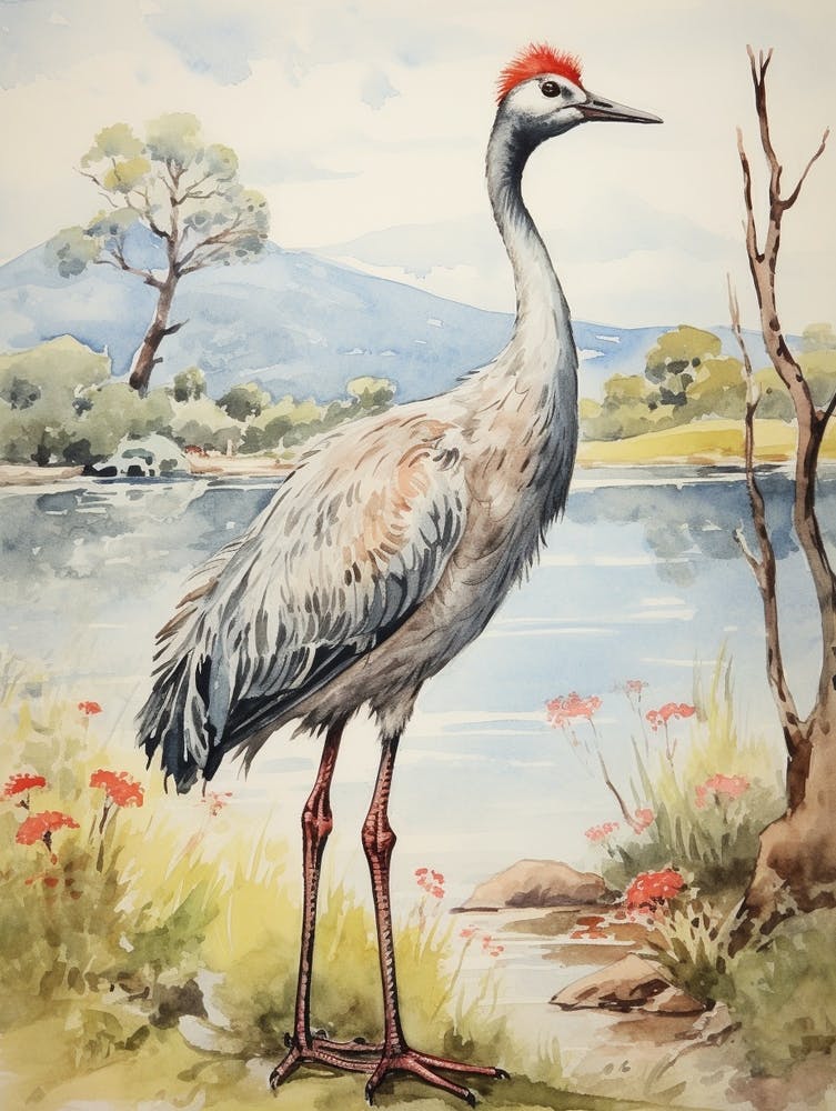 Storybook Animal Watercolour Crane 3