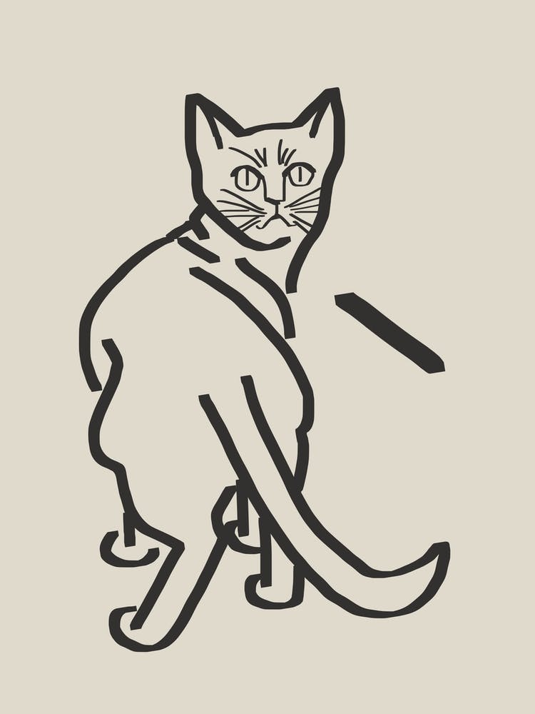Line Art Cat Drawing 5