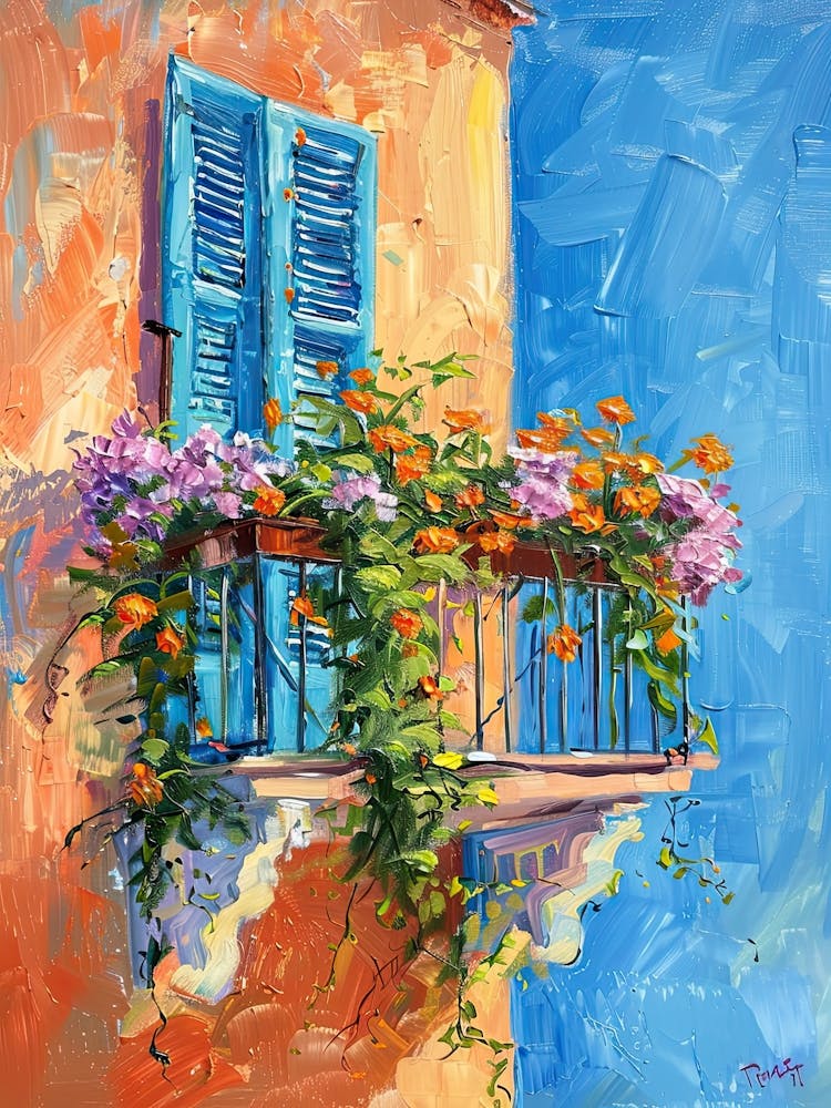Balcony Painting In Corfu 1