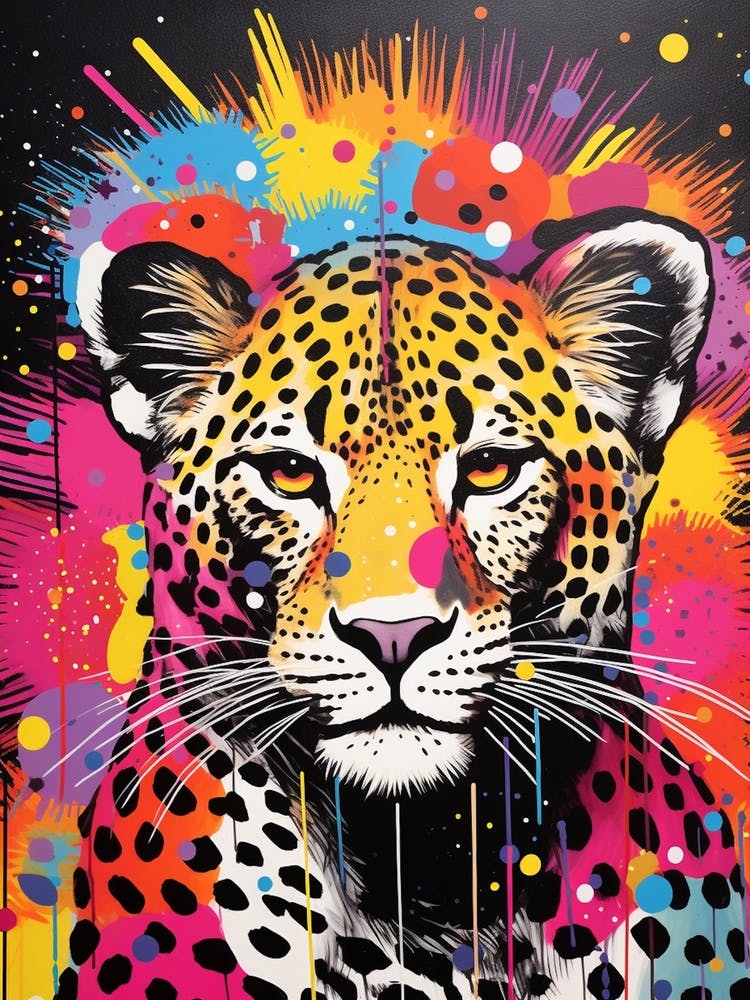 Lebhafter Farbspritzer Leopard