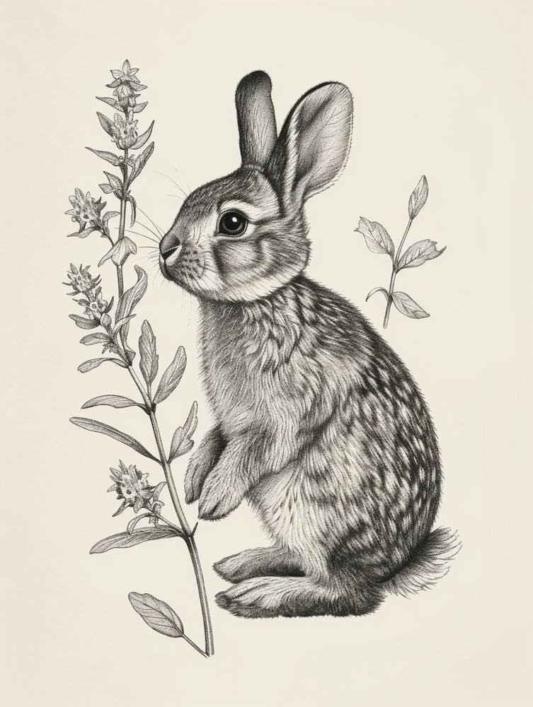 Dutch Blockprint Rabbit Illustration 1