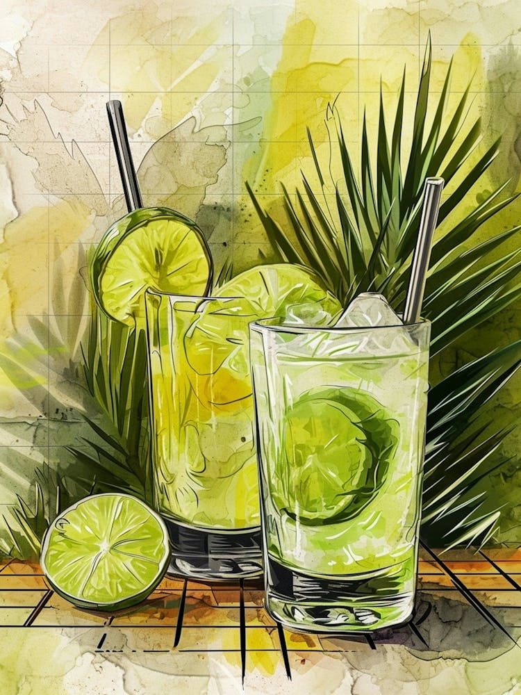 Mojito Watercolour Tiled 1