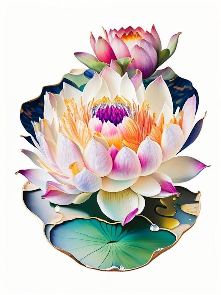 Blooming Lotus Flower In Lake Decoupage 4