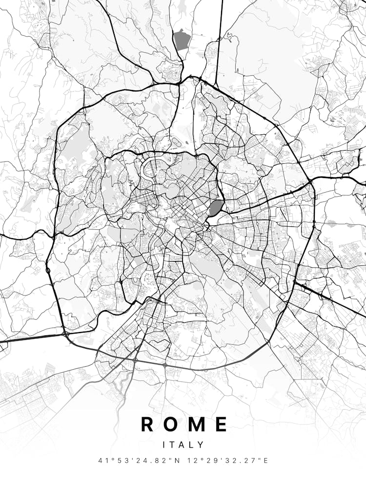 Rome Italy White Map