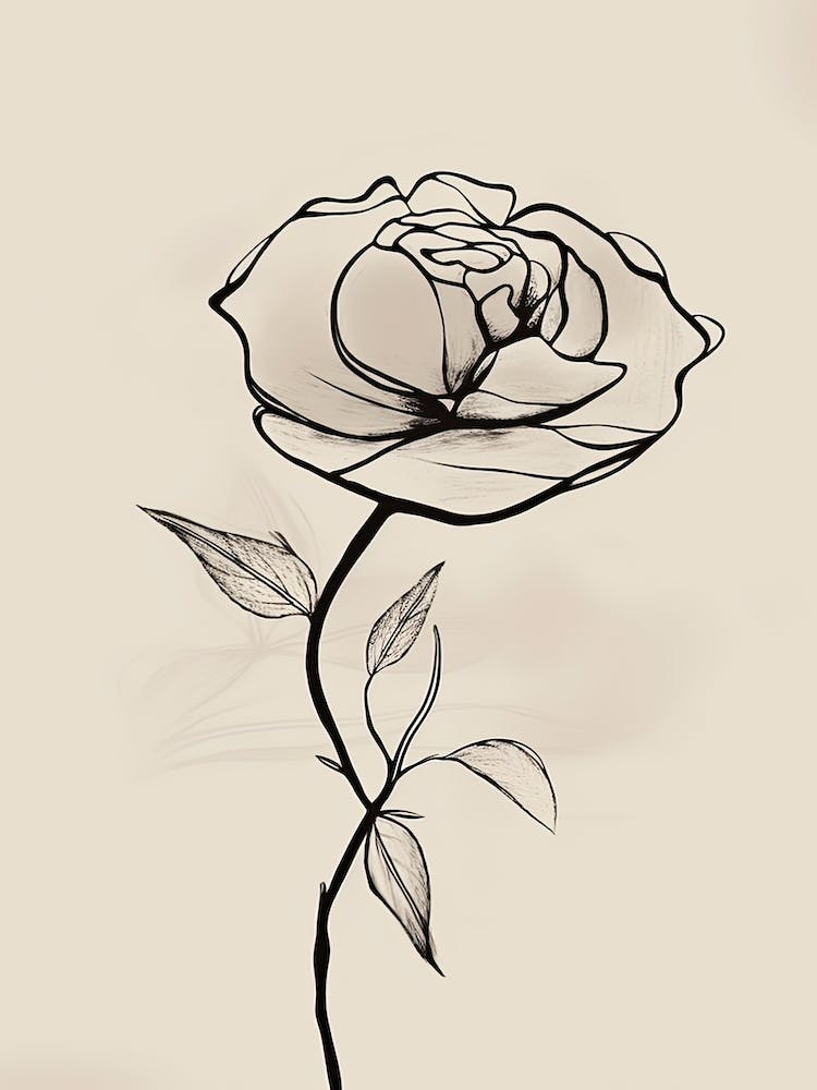 Rose Line Art Abstract 1