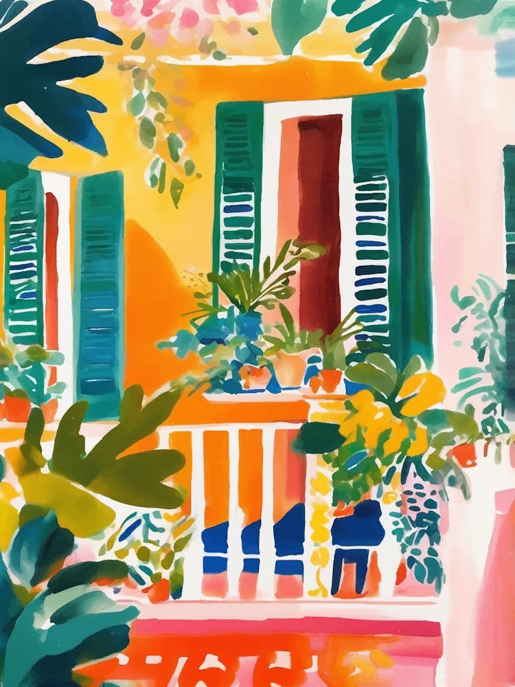 Colorful balcony with plants