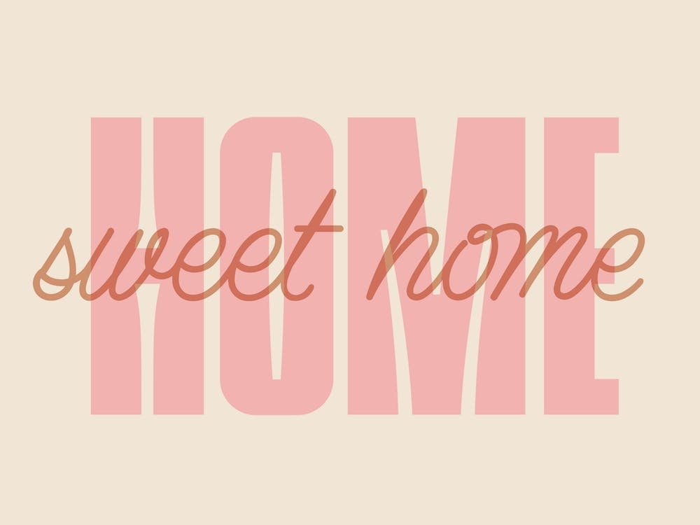 Pink And Cream Typographic Home Sweet Home