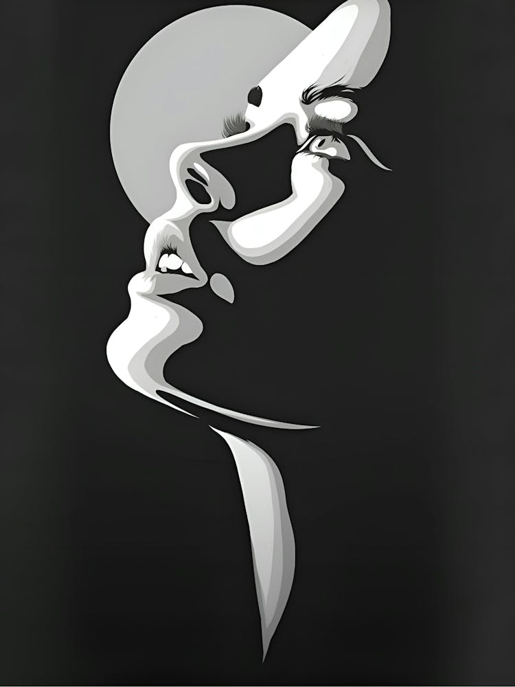 Face Woman black and White drawing