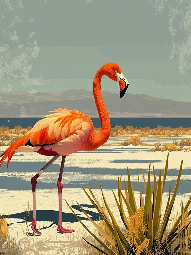 Greater Flamingo Salar De Atacama Antofagasta Tropical Illustration 2