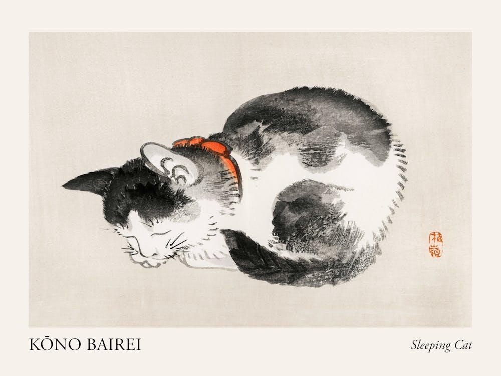 Sleeping Cat, Kono Bairei Poster