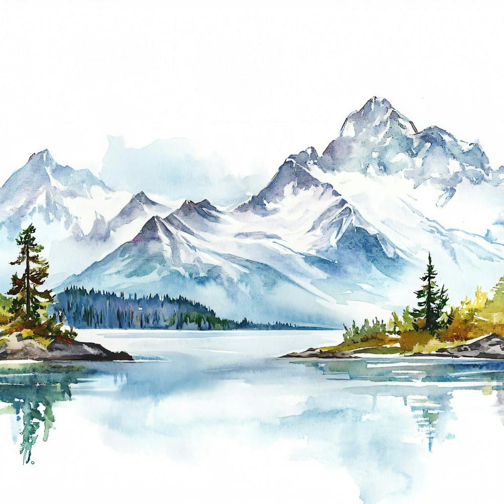 Watercolor Mountain Landscape