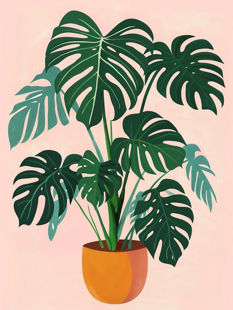 Swiss Cheese Plant Minimalist Illustration 1