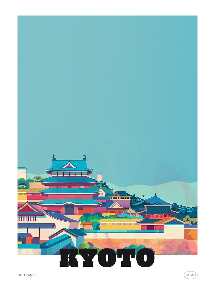 Nijo Castle Kyoto 2 Colourful Illustration Poster