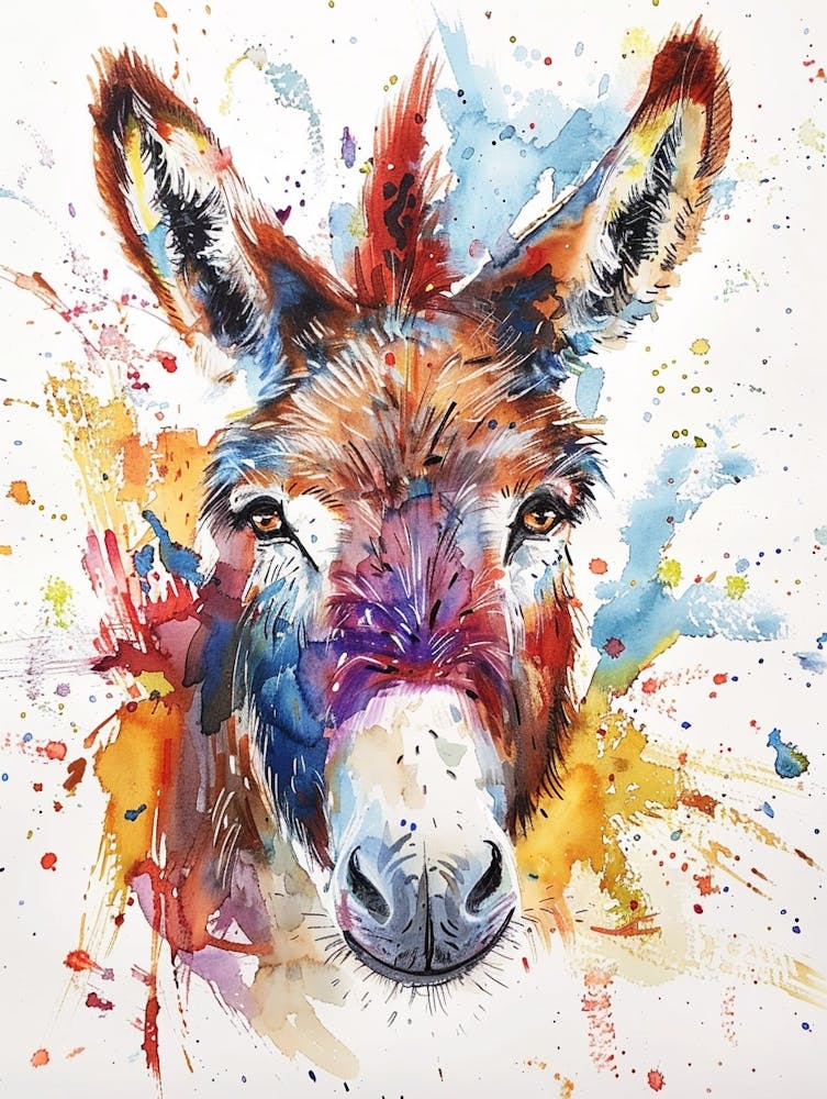 Âne Aquarelle Colorée 3