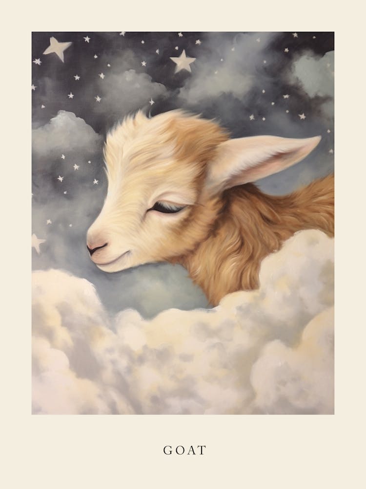 Sleeping Baby Goat 2 Nursery Poster
