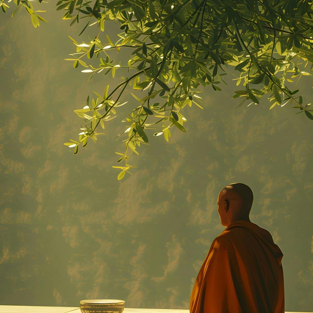 Monk Sitting Under A Tree